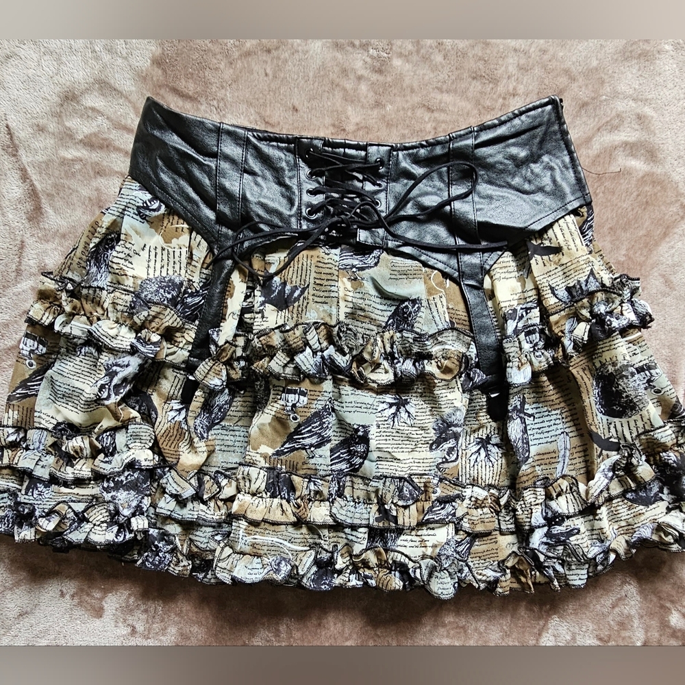 Spin Doctor steampunk ruffle corset raven Poe skirt Size S